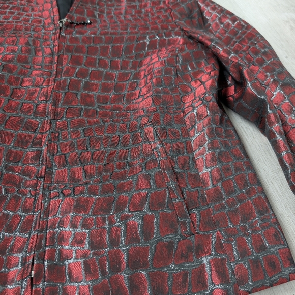 Vintage Conrad C Collection Made In Canada Red Crocodile Pattern Jacket Size 10 - Picture 8 of 9